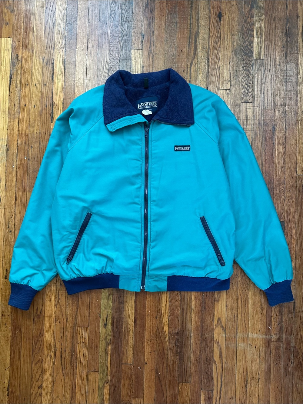 Vintage Land's End Squall Fleece Lined Jacket Size XLT (XL Tall) Turquoise